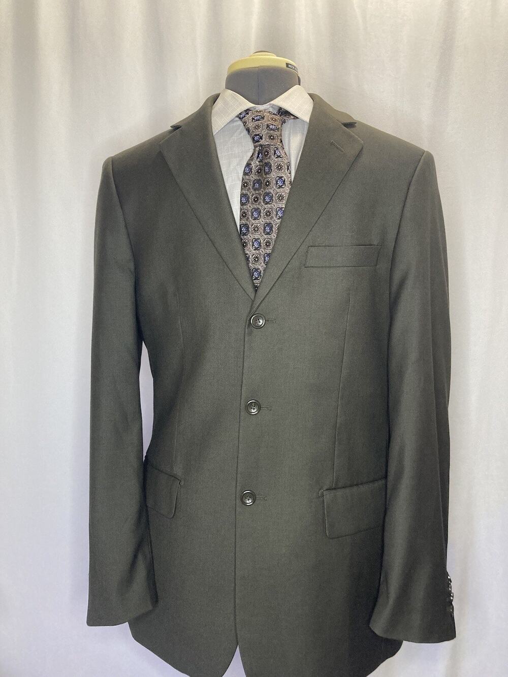 Mens 40L Blazer Sage Green Gray 3 Button Large 44" Sport Coat Suit Jacket Vinci